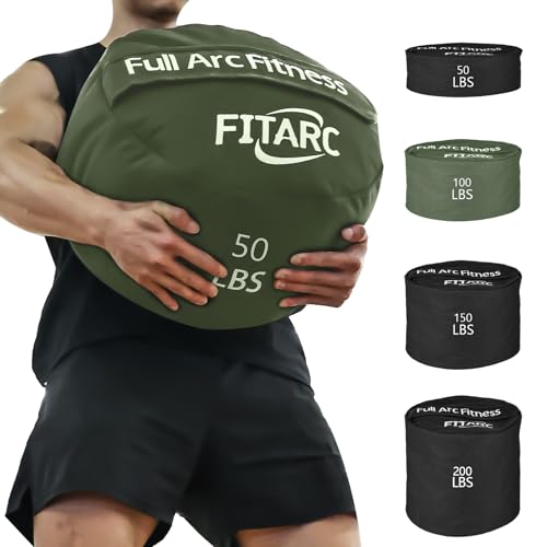 Fitarc Sandbag Workout Bag,Sand Bags for Weight Training,Sandbags for Fitness,Sandbags for Weight Training,Round Sandbag,Cross-Training & Exercise, Sand Not Included - color: Green, size: 50LB