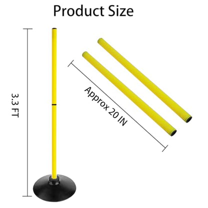 Soccer Agility Poles Set Detachable Sports Trainning Speed Pole Slalom Poles with Rubber Base Sport Traning Equipment - color: Pack of 12, style: 3.3 FT