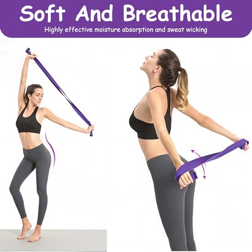 Stretching Strap Yoga Strap with Loops Stretch Straps for Physical Therapy Non Elastic Exercise Strap for Pilates Dance and Gymnastics - color: Purple