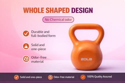 Kettlebell for Strength Training, Durable Weight for Home Gym Workouts, Wide Comfortable Grip Handle for Full Body Fitness
