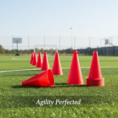 Sports Training Cones, Stackable PE Plastic Agility Markers for Field and Court Drills, Red (1 PC)