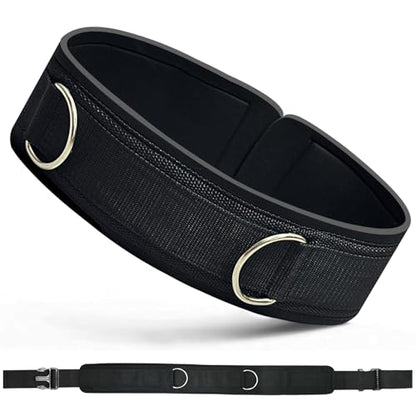 Waist Resistance Belt Neoprene Padded Belt with Rings Gym Pulley Strap for Cable Machines Fitness Exercise Resistance Training