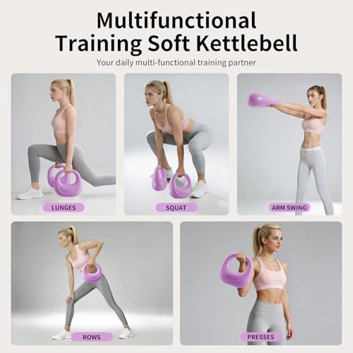 Soft Kettlebell, Kettlebells Anti-Slip Grip with Cushioned Impact-Resistant Base, Strength Training Kettlebells Sets for Home Workouts, Kettlebell for Women/Men/Beginners (6LB/10LB/15LB)