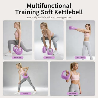 Soft Kettlebell, Kettlebells Anti-Slip Grip with Cushioned Impact-Resistant Base, Strength Training Kettlebells Sets for Home Workouts, Kettlebell for Women/Men/Beginners (6LB/10LB/15LB)