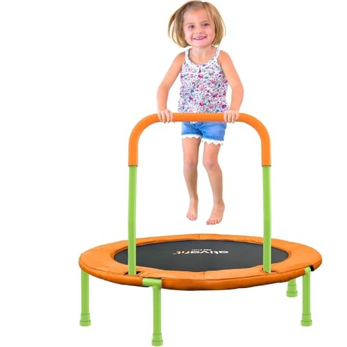 ATIVAFIT 36-Inch Toddler Trampoline with Foam Handle, Foldable Indoor Outdoor Mini Rebounder for Kids Ages 2–6 - color: trampoline-G-orange