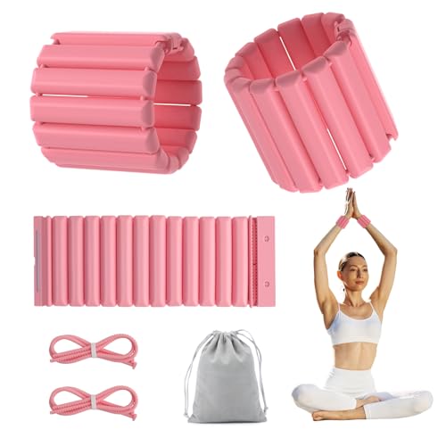 Pilates Wrist Ankle Weights for Women, Adjustable Magnetic Buckle Silicone Weighted Bracelet Wearable Arm & Leg Weights Set for Home Gym, Walking, Yoga, Swimming, Cardio Set of 2 (1Lb Each)