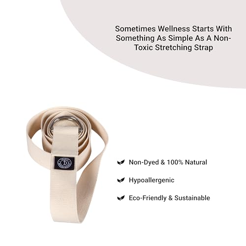 Tharie Organic Cotton Yoga Strap, GOTS Certified, Adjustable D-Ring, Soft & Durable Stretching Strap for Yoga, Pilates & Physical Therapy, 250 cm