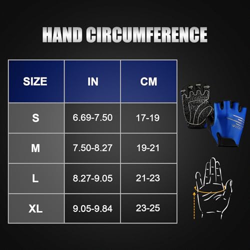 Cycling Gloves for Men and Women, Half Finger Padded Bike Gloves - color: I Dark&Blue, size: Medium