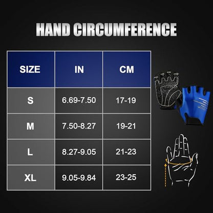 Cycling Gloves for Men and Women, Half Finger Padded Bike Gloves - color: I Dark&Blue, size: Large