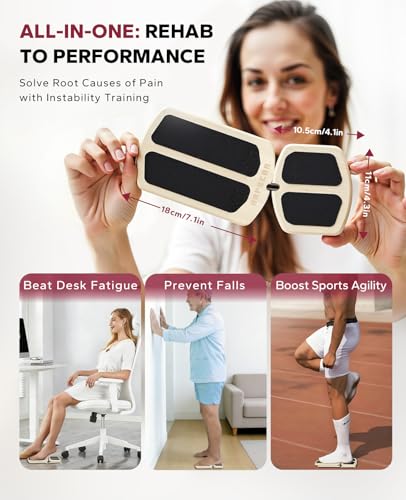 HAPBEAR Axis Board Ankle Balance Board Single Leg Balance Board - Ankle Strengthener, Blackboard Foot Trainer for Conditioning & Stability - 80 Configurations w/ Training Guide & Cork Ball - Gifts for Home Gym & Office, Natural Wood