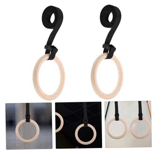 Yardwe Wooden Gymnastics Rings with Adjustable Straps for Home Gym Durable Fitness Equipment for Strength Training Calisthenics and Indoor Workouts Versatile Exercise