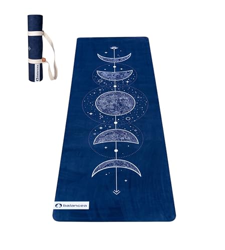 Yoga Mat With Strap 5mm Non Slip Suede & TPE - Eco-Friendly Fitness & Exercise Mat for Home Gym, Pilates, Hot Yoga, and Meditation - Lightweight Durable 72 x 24 inch Workout Mat for Women, Men