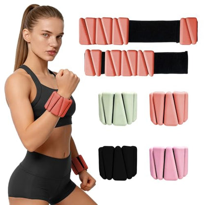 Wrist Weights set for Women, 2 sets of 1 lb each, Silicone Ankle & Wrist Weights for Women & Men, Adjustable Weight fit for Yoga, Dance,Hiking, Jogging,Pilates, Aerobic Exercise and Strength Exercise