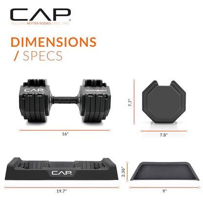 CAP ADJUSTABELL Adjustable Dumbbell Weights - Singles & Pairs | 12.5 lb, 25 lb & 55 lb | Multiple Handle Options - size: 55 lb - Black Handle, style: Pair