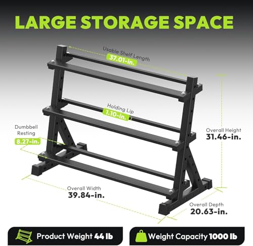 HANDBODE Hex Dumbbell Set with Rack, 300-840 lb Rubber Coated Fixed Weights Sets with Heavy Duty Storage Stand, Hexagon Shape, Multiple Weight Options Home Gym Equipment for Strength Training - style: 540 lb Set (10-50 lb) with Rack