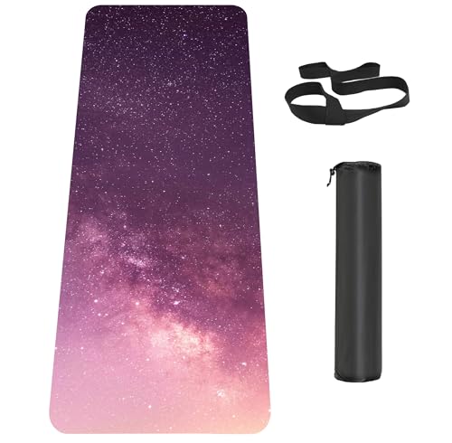Non Slip Yoga Mat TPE Workout Mat for Men Women, Thick Workout Mat with Carrying Strap, Fitness Mats for Exercise, Yoga, Fitness, Pilates, Floor Workouts (72" x 24" x 6mm) - color: starry sky-C
