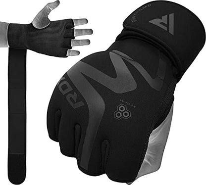 RDX Boxing Inner Gloves Hand Wraps Men Women, Hybrid Design Gym Weight Lifting Workout, 50Cm Long Wrist Support, Neoprene Under Mitts, MMA Muay Thai Martial Arts Training, Kickboxing Punching - size: Small