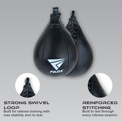 Leather Speed Bag – Boxing Training Punching Ball with Heavy-Duty Hanging Swivel for MMA, Muay Thai, Fitness, and Stress Relief