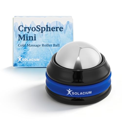Solacium CryoSphere Mini - Stainless Steel Cold Massage Roller Ball - Handheld Massage Tool for Sore Muscles, Shoulders, Arms, Neck, Back and Feet