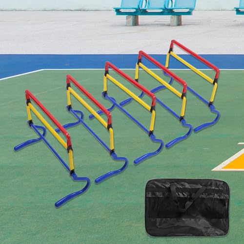5 Pieces Agility Hurdles Adjustable Height Speed Training Hurdles Obstacle Rack Athletic Strength Training Foldable PVC Suitable for Soccer Football R