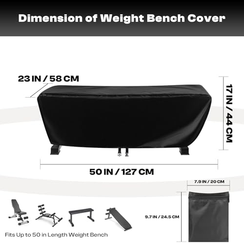 Weight Bench Cover, Heavy Duty 420D Oxford Exercise Workout Bench Cover Waterproof Outdoor，Home Gym All-weather Protective Covers Fit for Sit-up Board Flat Lifting Benches and Fitness Equipment Indoor