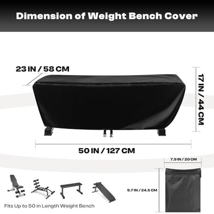 Weight Bench Cover, Heavy Duty 420D Oxford Exercise Workout Bench Cover Waterproof Outdoor，Home Gym All-weather Protective Covers Fit for Sit-up Board Flat Lifting Benches and Fitness Equipment Indoor