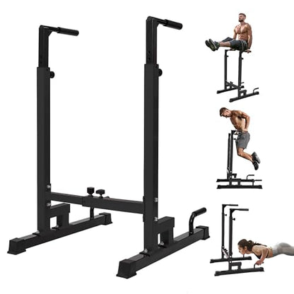 Yes4All Dip Stand 500 LBS Capacity, 80 Levels Adjustable Dip Bars, Dip Station Machine for Home Gym - color: Black