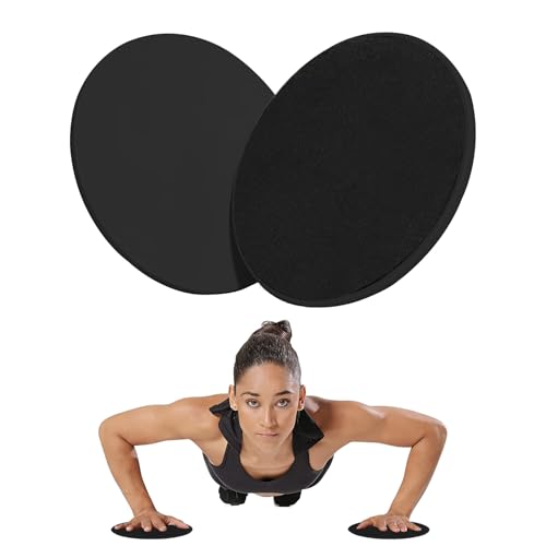 Exercise Core Sliders Glid Discs 2 Pack - Dual-Sided Workout Sliding Discs for Home Gym, Pilates, Physical Therapy, Ab & Full Body Training - color: Black