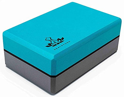 Heathyoga Yoga Blocks 2 Pack with Strap, High Density EVA Foam Yoga Block and Yoga Strap Set to Support and Improve Poses and Flexibility