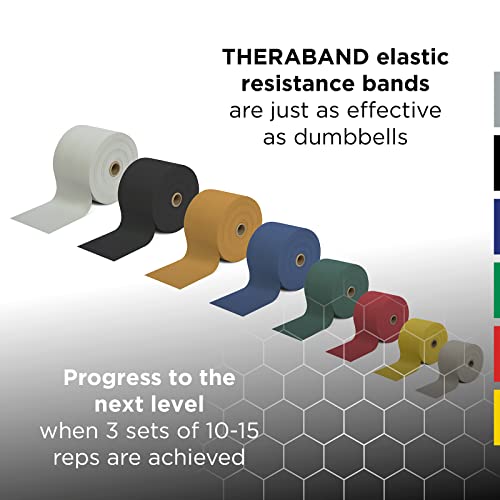 THERABAND Professional Resistance Band, Yellow Level 1 Light, 5 ft Exercise Band for Physical Therapy, Strength Training, Upper and Lower Body Workouts, Yoga and Pilates