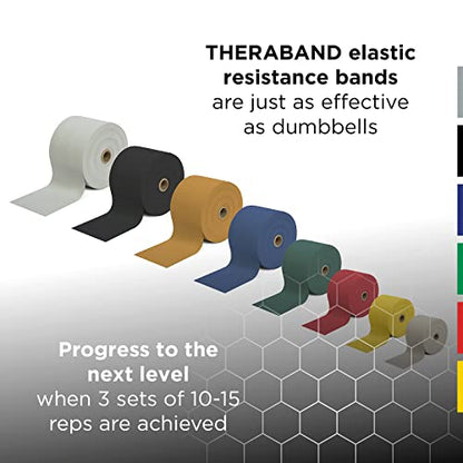 THERABAND Professional Resistance Band, Yellow Level 1 Light, 5 ft Exercise Band for Physical Therapy, Strength Training, Upper and Lower Body Workouts, Yoga and Pilates