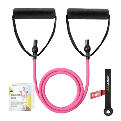 RitFit Single Resistance Exercise Band with Comfortable Handles - Ideal for Physical Therapy, Strength Training, Muscle Toning - Foam Padding Door Anchor and Starter Guide Included - size: 10-15lbs