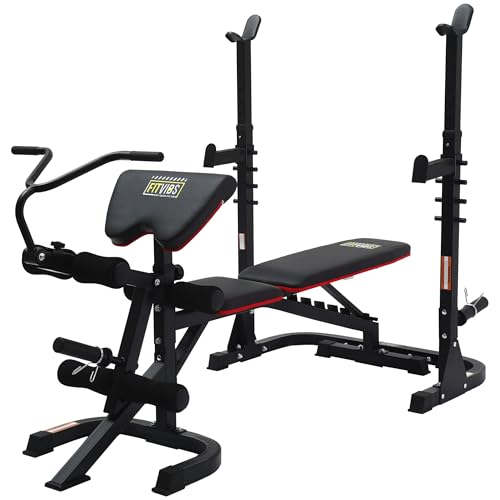 Fitvids Adjustable Weight Bench, Workout Bench for Home Gym, Adjustable Weight Bench Set Workout Machine with Leg Extension and Curl Machine