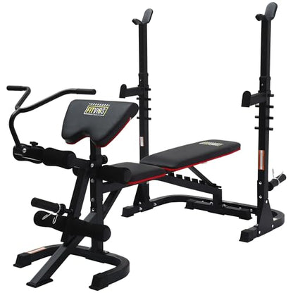 Fitvids Adjustable Weight Bench, Workout Bench for Home Gym, Adjustable Weight Bench Set Workout Machine with Leg Extension and Curl Machine