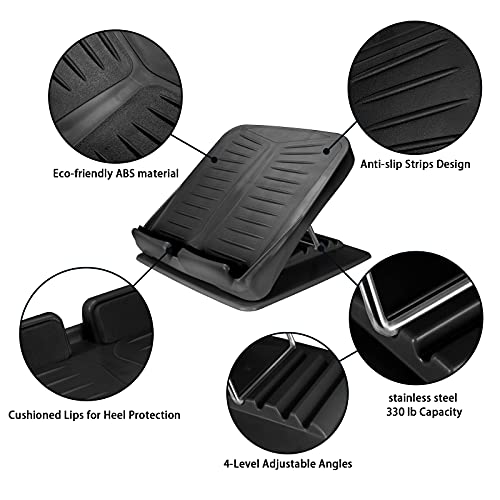 Slant Board Calf Stretcher Adjustable 4 Level Anti Slip Design Incline Board Leg Foot Balancing Fitness Pedal Wedge Stretch for Heel, Hamstring, Achilles, Leg Calves - color: Black