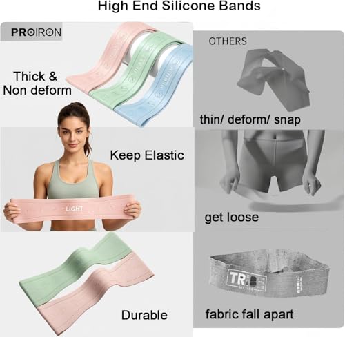Silicone Booty Bands for Legs and Glute, Non Slip Extra Wide Thick Resistance Loop Bands, Mini Exercise Bands Set of 3, Workout Bands for Hip, Thigh, Pilates, Squat, Gym, Fitness for Women and Men
