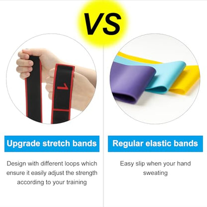 PATIKIL Exercise Bands, Yoga Stretching Strap Latin Elastic Bands for Physical Dance Stretch Pilates Resistance Bands - color: Black/Gray