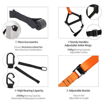 Bodyweight Resistance Training Straps,Training straps Complete Home Gym Fitness Trainer kit for Full-Body Workout Easy Setup Gym Home Outdoors