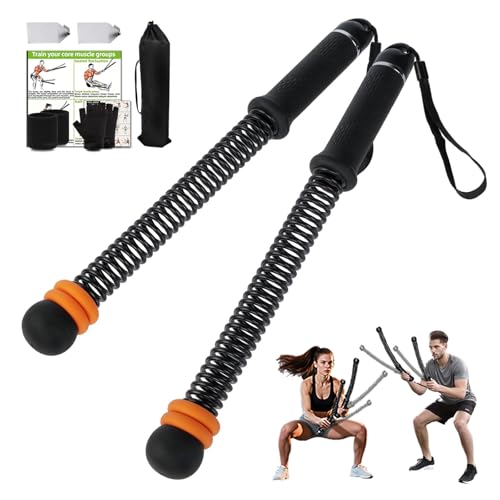 Ropeless Battle Ropes, Portable Cordless Battle Ropes with Sliding Weight Rings for Customizable Intensity, Home Training Kit with Storage Bag, Spring Stick for HIIT Strength & Muscle Training