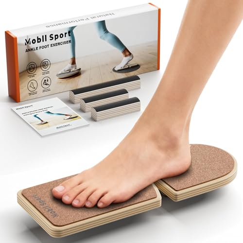 Cork Ankle Balance Board & Foot Strengthener | Extra Wide Single Leg Slant Board, Plantar Fasciitis Relief, Achilles Support, 3-Way Axis, 16-Exercise Guide