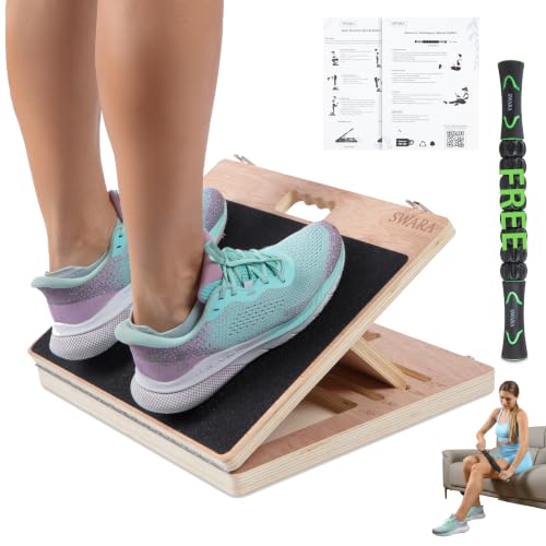 12.6" Premium Slant Board for Calf Stretching & Exercise with Bonus Muscle Roller - Velour Incline Board, Calf Stretcher & Stretch Mobility Board for Deep Stretch, Physical Therapy Fitness Training - color: Natural, size: 12.6*14