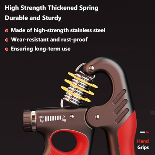 Grip Strength Trainer Forearm Strengthener, 11-221 lbs Adjustable Resistance, Automatic Counting, Ergonomic Design, Ideal Device for Grip Strengthening, Arthritis Relief, Hand Physical Therapy & Rehab