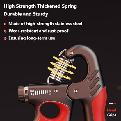 Grip Strength Trainer Forearm Strengthener, 11-221 lbs Adjustable Resistance, Automatic Counting, Ergonomic Design, Ideal Device for Grip Strengthening, Arthritis Relief, Hand Physical Therapy & Rehab