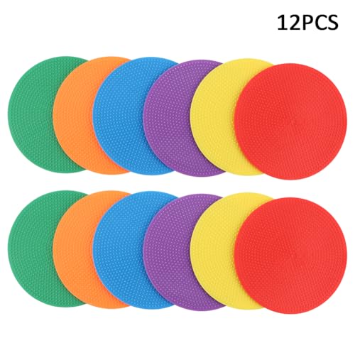 12 Pcs Non Slip Agility Markers Poly Spots, 4 Inch Floor Dots for Indoor and Outdoor Surfaces, Spot Markers for Sports Activities, Dance