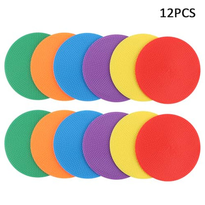 12 Pcs Non Slip Agility Markers Poly Spots, 4 Inch Floor Dots for Indoor and Outdoor Surfaces, Spot Markers for Sports Activities, Dance