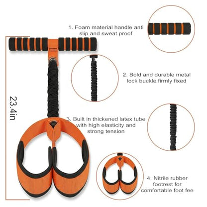 Durable Pedal Resistance Band with Handle, Thickened Latex Tubes and Soft Foam Fabric Foot Pedal, Sit Up Exercise Equipment Portable Unisex Resistance Exercise Bands(Orange
