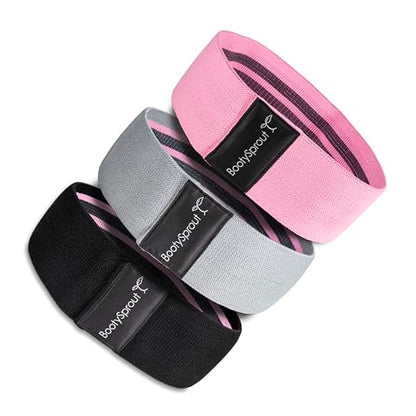 BootySprout Booty Bands 3-Pack for Legs, Glutes, and Lower Body – at Home Gym Equipment for Workouts, Yoga, Stretch Exercises, or Rehab Routines – Pink, Gray, & Black
