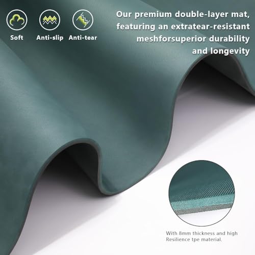 Wide Yoga Mat-80cm Non Slip Extra Thick 1/3'' Fitness Exercise Mat TPE Material High Resiliency Hot Yoga Mats(72“L x 32"W) With Carry Strap for Women Yoga Pilates, Home Floor Workout - color: Dark Green