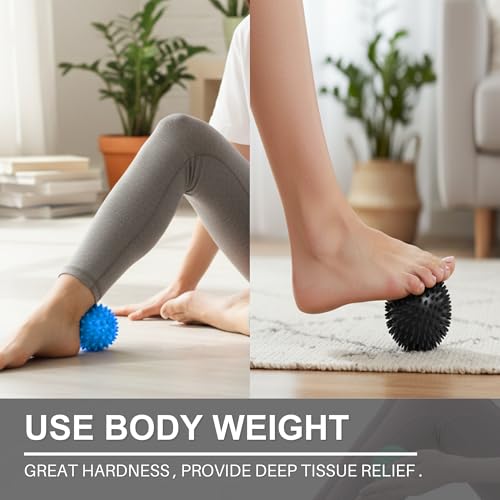 LEZER Spiky Massage Ball, Trigger Massage Point, Plantar Fasciitis, Deep Tissue Myofascial Release Tool, Foot Massager, Muscle Knot Relief, Physical Therapy, Set of 3 - style: 03－set of 3；2.7 In, 3.0 In, 3.5 in