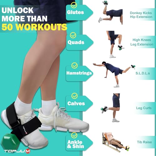 Dumbbell Foot Attachment, Tibialis Trainer, Adjustable Ankle Weights, Ankle Straps for Weight Lifting, Leg Workouts at Home for Hip Flexors, Shin Splint, Hamstring Curls, Leg extensions, Home